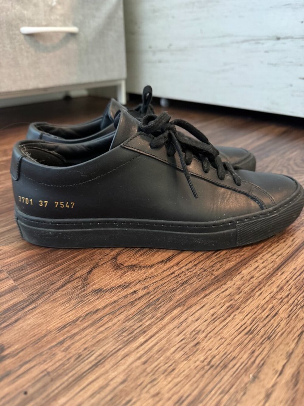 Common Projects Original Achilles Leather Sneaker (Black, Size EU 37, US 6.5/7)